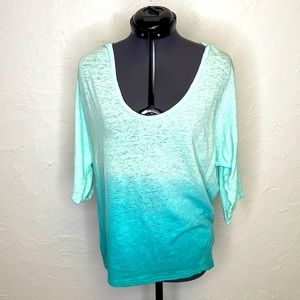 We The Free - Free People Oversized Mint Ombré  3/4 Sleeve Shirt NWT!